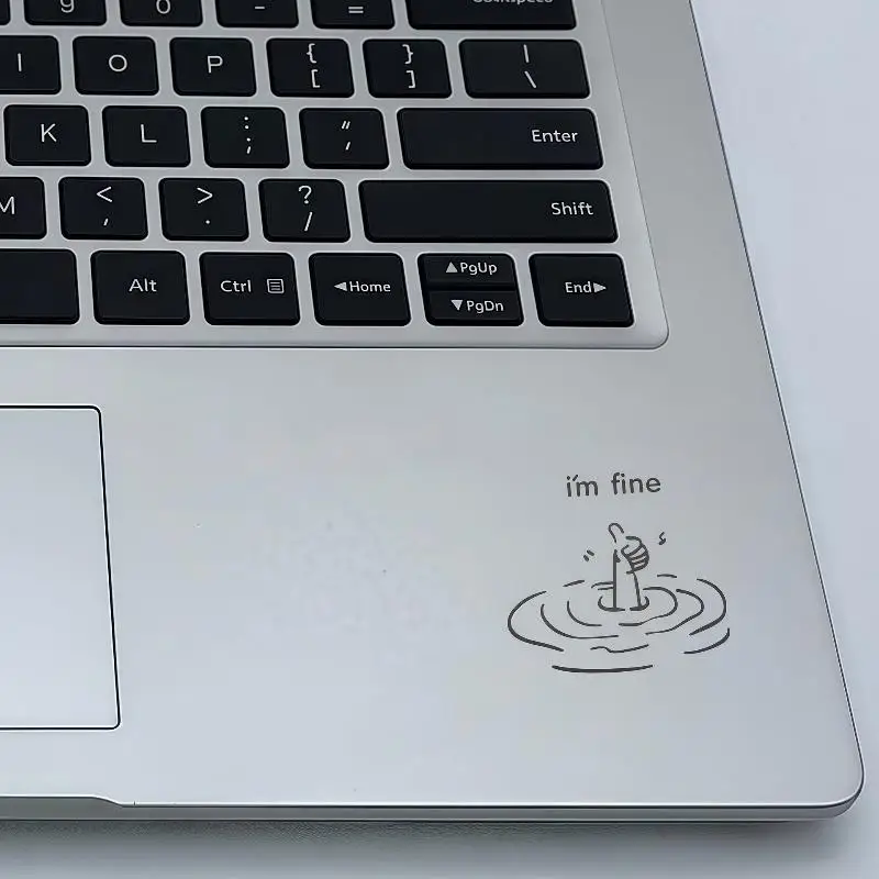 1Pcs Waterproof Glossy Paper Laptop Decals Humorous I'M Fine Funny Sarcastic Stickers Disposable Easy-To-Tear DIY Accessories - Image 3