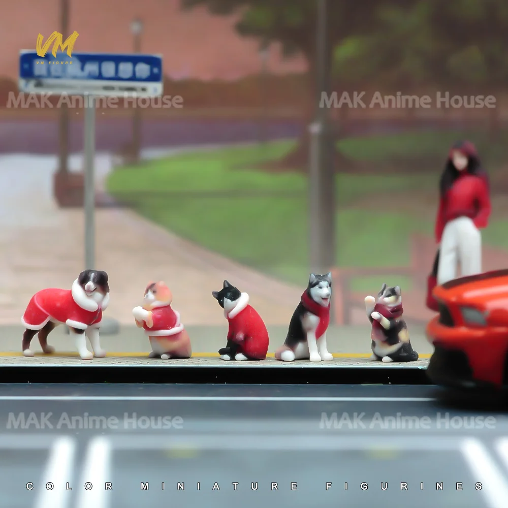 1/87 1/64 1/43 1/24 1/18 Cute Pet Wearing A Red Coat Dairy Cow Cat Sheepdog Raccoon Cat 3D Print Props Figures Model Scene Dolls - Image 5