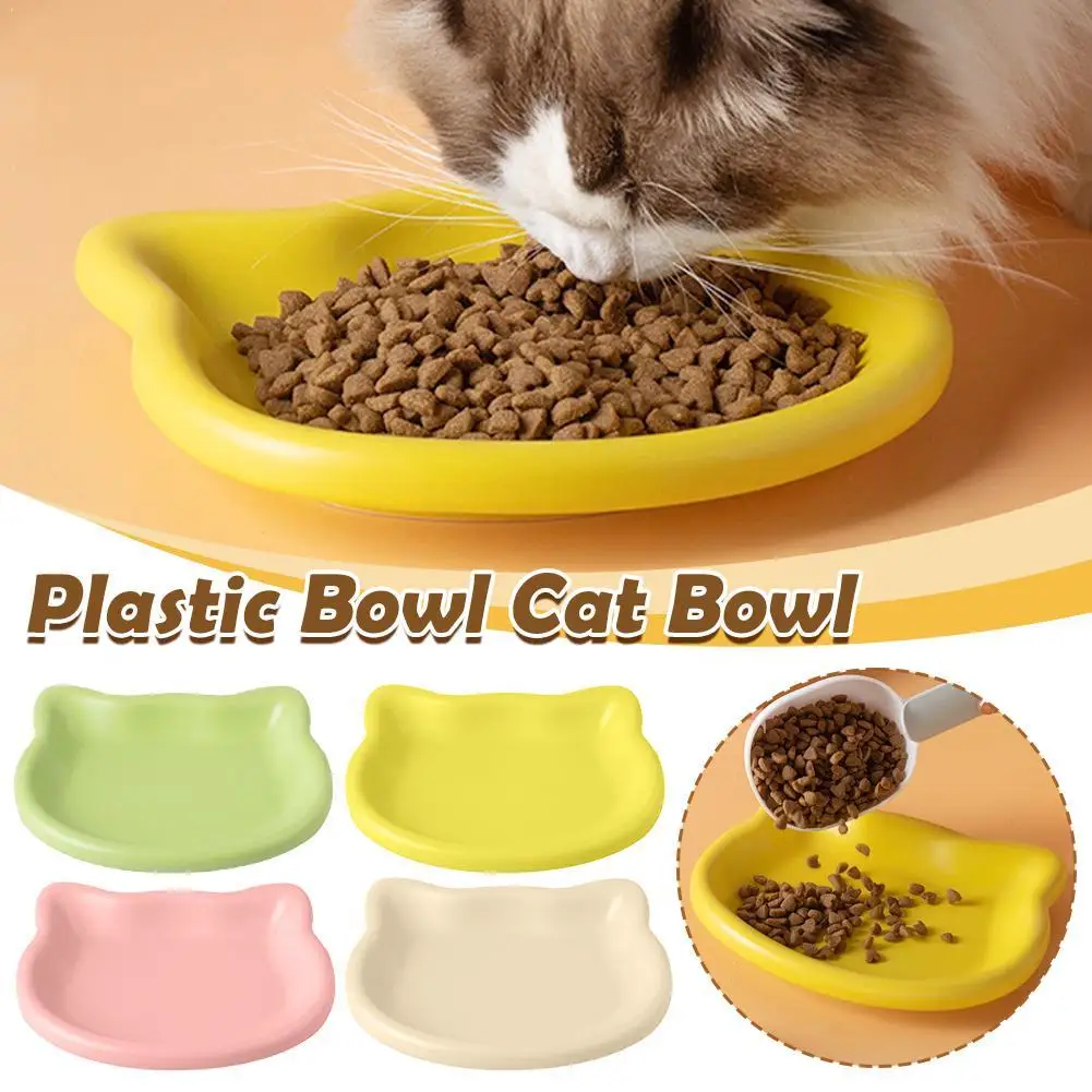 Multicolor Cat-Shaped Plastic Cat Bowl Set Cartoon Non-Slip Pet Food Dish for Cats Ideal Pet Supplies - Image 2