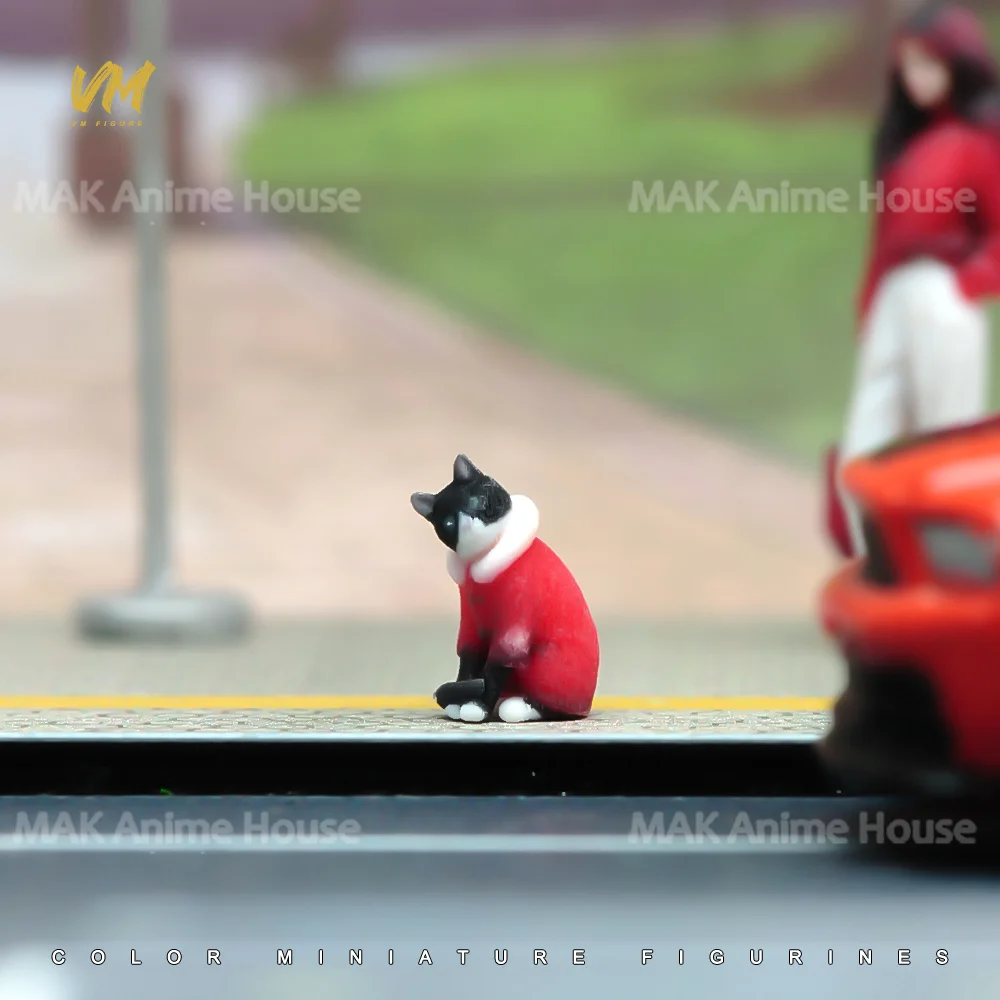 1/87 1/64 1/43 1/24 1/18 Cute Pet Wearing A Red Coat Dairy Cow Cat Sheepdog Raccoon Cat 3D Print Props Figures Model Scene Dolls - Image 3