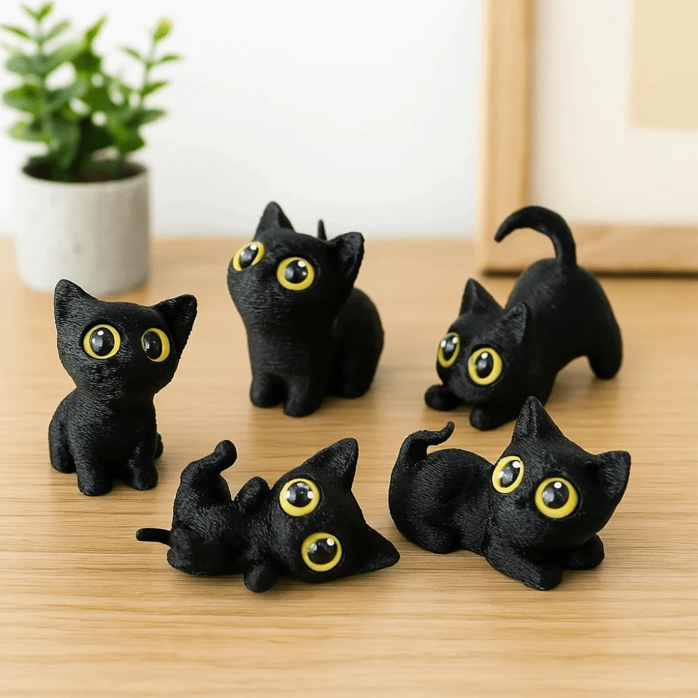 PLA Halloween Cat Anime Figure Model Handicraft 3D Printed Cats Figurines Toys Collectible Display Kitten Micro Landscape Crafts - Image 4