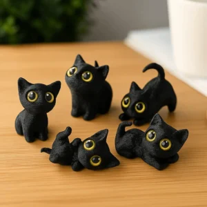 PLA Halloween Cat Anime Figure Handicraft Model 3D Printed Cats Figurines Collectible Funny Kitten Micro Landscape Crafts