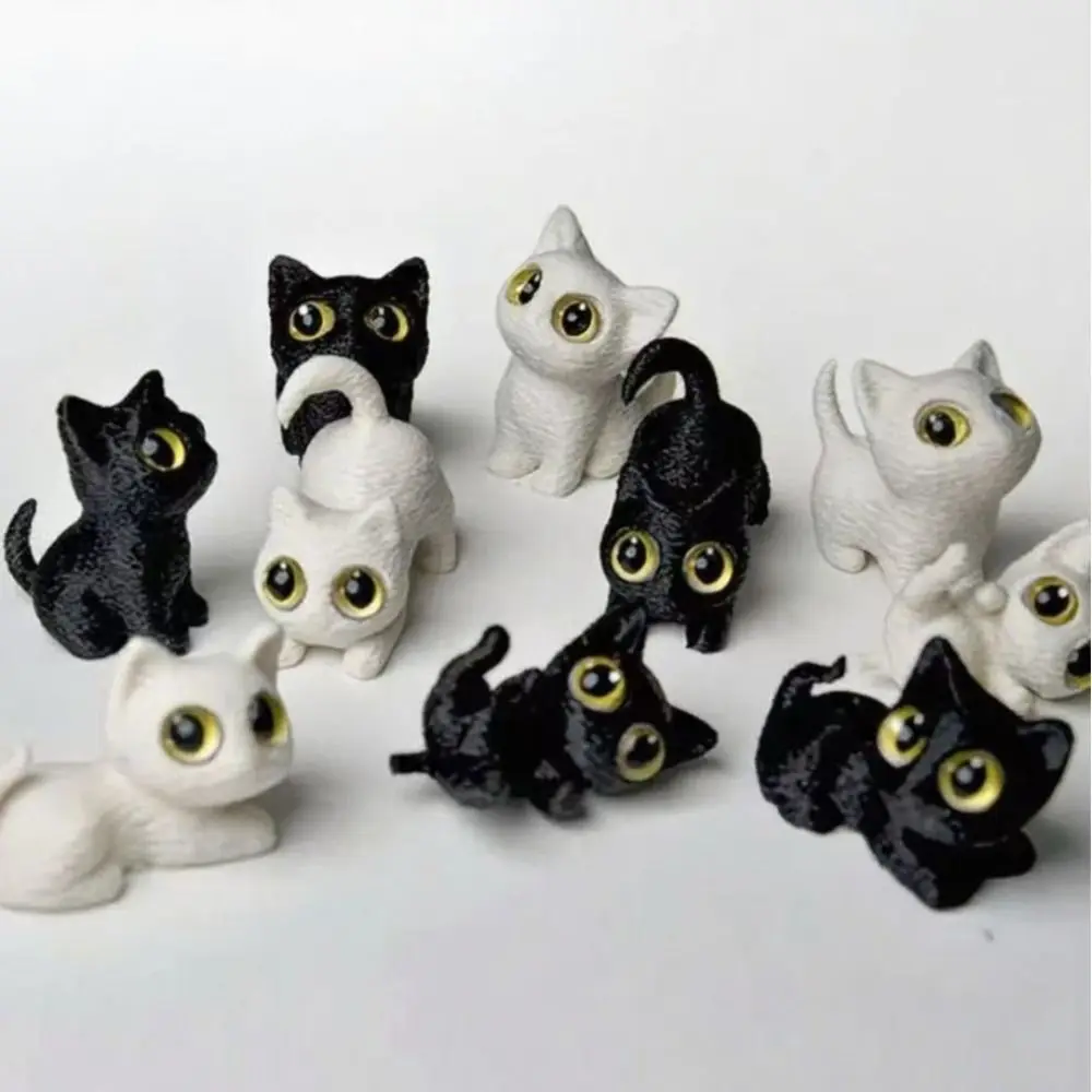 PLA Halloween Cat Anime Figure Model Handicraft 3D Printed Cats Figurines Toys Collectible Display Kitten Micro Landscape Crafts - Image 6