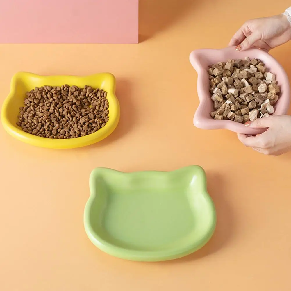 Multicolor Cat-Shaped Plastic Cat Bowl Set Cartoon Non-Slip Pet Food Dish for Cats Ideal Pet Supplies - Image 4