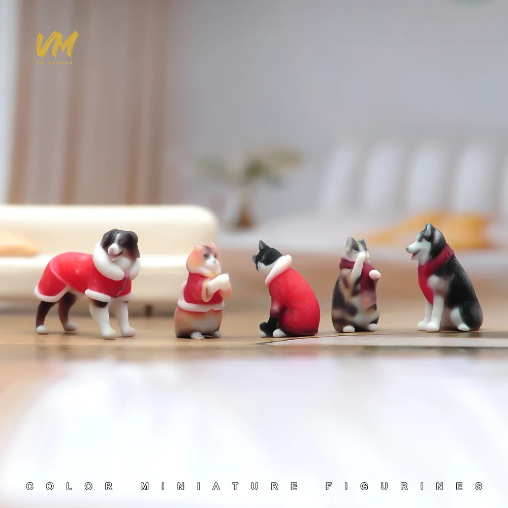 1/64 1/43 1/24 1/18 Scale Painted Wearing Red Coat Cat Dog Pet 3D Print Scene Props Animal Model For Cars Vehicles Decorat Toy - Image 10