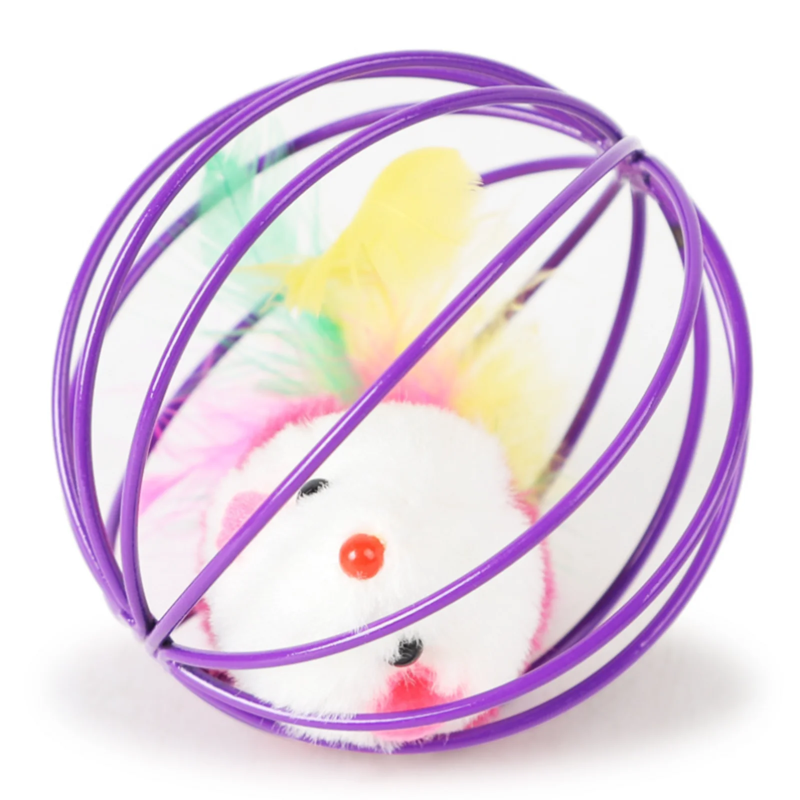 1PC Funny Feather Mice Ball Cage For Kitten Creative Playing Toys Pet Products Play Cat Mouse Toy - Image 5