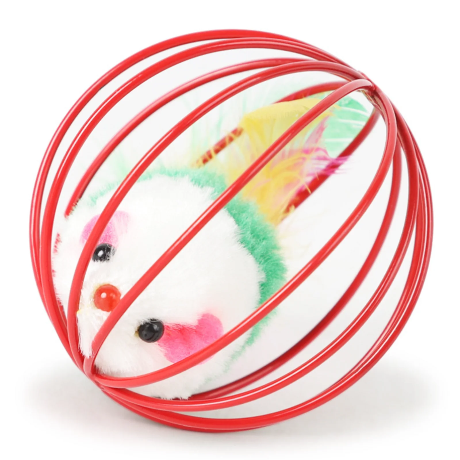 1PC Funny Feather Mice Ball Cage For Kitten Creative Playing Toys Pet Products Play Cat Mouse Toy - Image 2