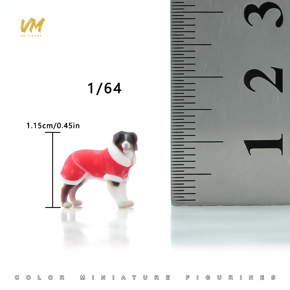 1/64 1/43 1/24 1/18 Scale Painted Wearing Red Coat Cat Dog Pet 3D Print Scene Props Animal Model For Cars Vehicles Decorat Toy - Image 11